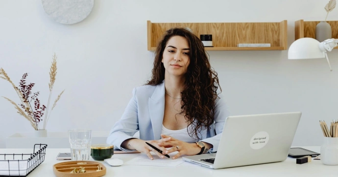 woman working on a desk